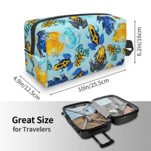 Women Lightweight Makeup Bag Pouch Compatible with Colorful Tropical Frogs Toiletry Bag, Funny Travel Cosmetic Bag Portable Bag with Zip for Office College