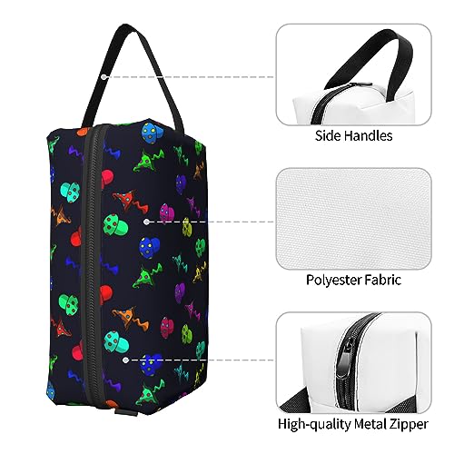 Women Lightweight Makeup Bag Pouch Compatible with Colorful Trippy Mushrooms Toiletry Bag, Funny Travel Cosmetic Bag Portable Bag with Zip for Office College