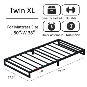 Lutown-Teen 6 Inch Twin XL Bed Frames Heavy Duty Sturdy Metal Platform Bed Frame No Box Spring Needed, Noise Free, Easy Assembly, Black