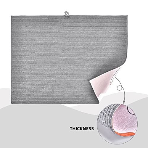 Pastel Taupe Color Faux Jute Fabric Dish Drying Mat Xl For Kitchen Counter Microfiber Absorbent Dish Draining Reusable Washable Large 18"X24"