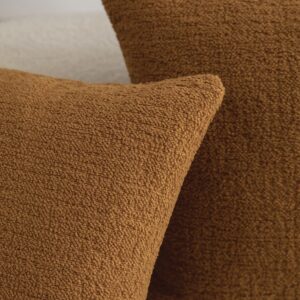 Rythome Ochre Comfy Teddy-Like Textured Throw Pillow Covers for Bed and Couch - 18"x18", Pack of 2