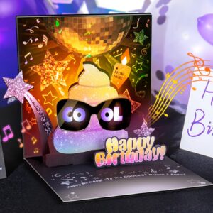 birthday card | musical pop up birthday cards w lights | blow out candle and play rocking happy birthday music pop-up card | cool greeting card for the coolest | for him & her, men & women