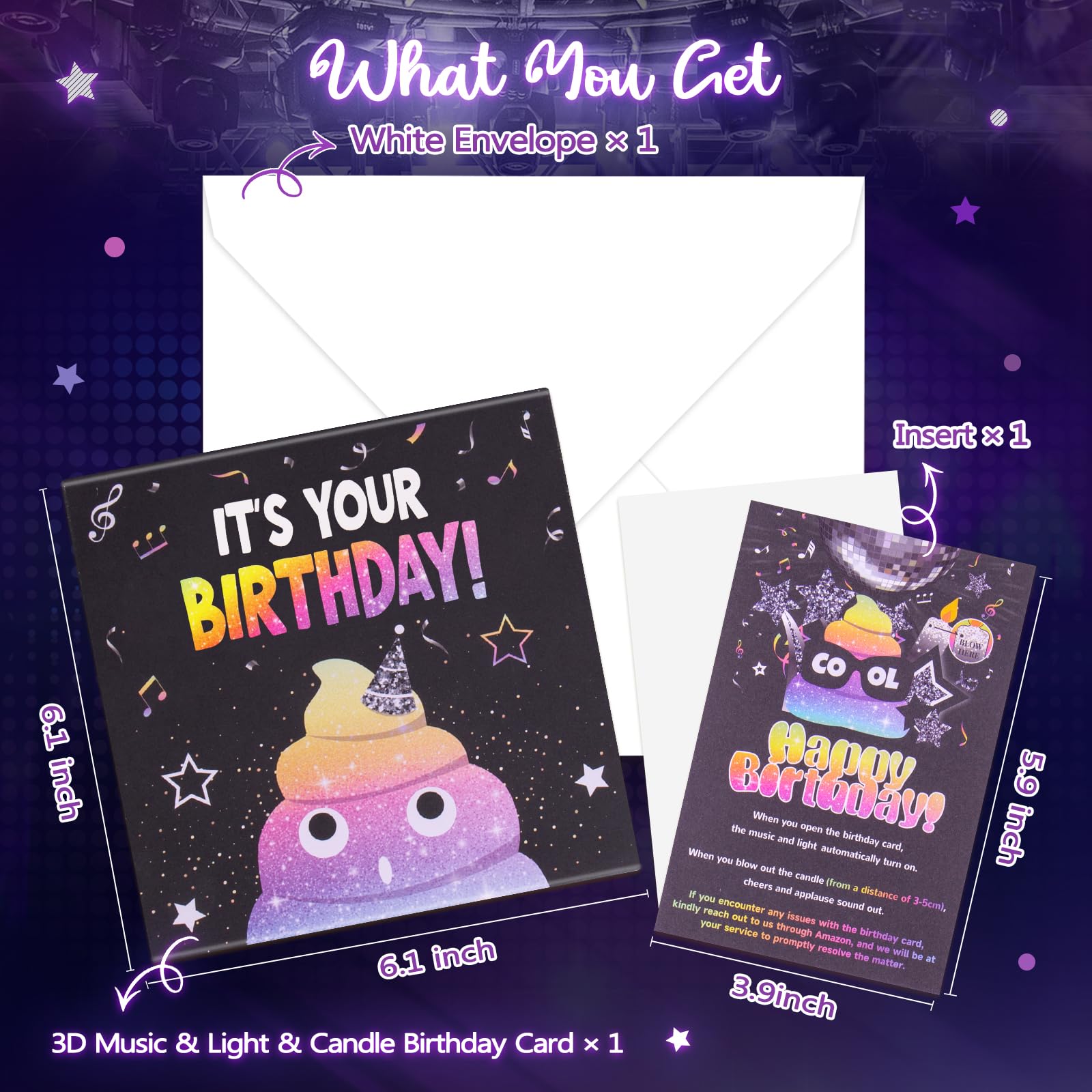 Birthday Card | Musical Pop Up Birthday Cards w Lights | Blow Out Candle and Play Rocking Happy Birthday Music Pop-Up Card | Cool Greeting Card for the Coolest | for Him & Her, Men & Women