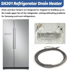 SH201 Drain and Door Heater Wire Replacement for Samsung Refrigerator - Tip 7/16 Diameter 115V 15W 25 Inch Long Heater Wire(Fit for Most Refrigerator)