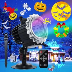 Segotendy Halloween Projector Lights Outdoor, 8 Images Mode Lights Projector with 96 Cartoons, Waterproof Holiday Projector with Remote Control,Timer for Halloween Christmas Decorations Outside/Indoor