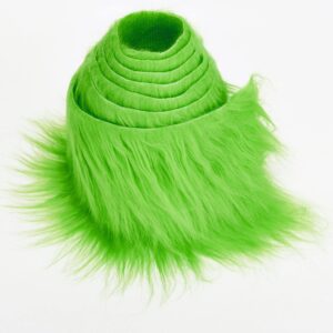 shaggy plush faux fur fabric precut strips fluffy fuzzy craft fur for gnomes beard hair cosplay costume dwarf decoration (green, 8x60 inch)