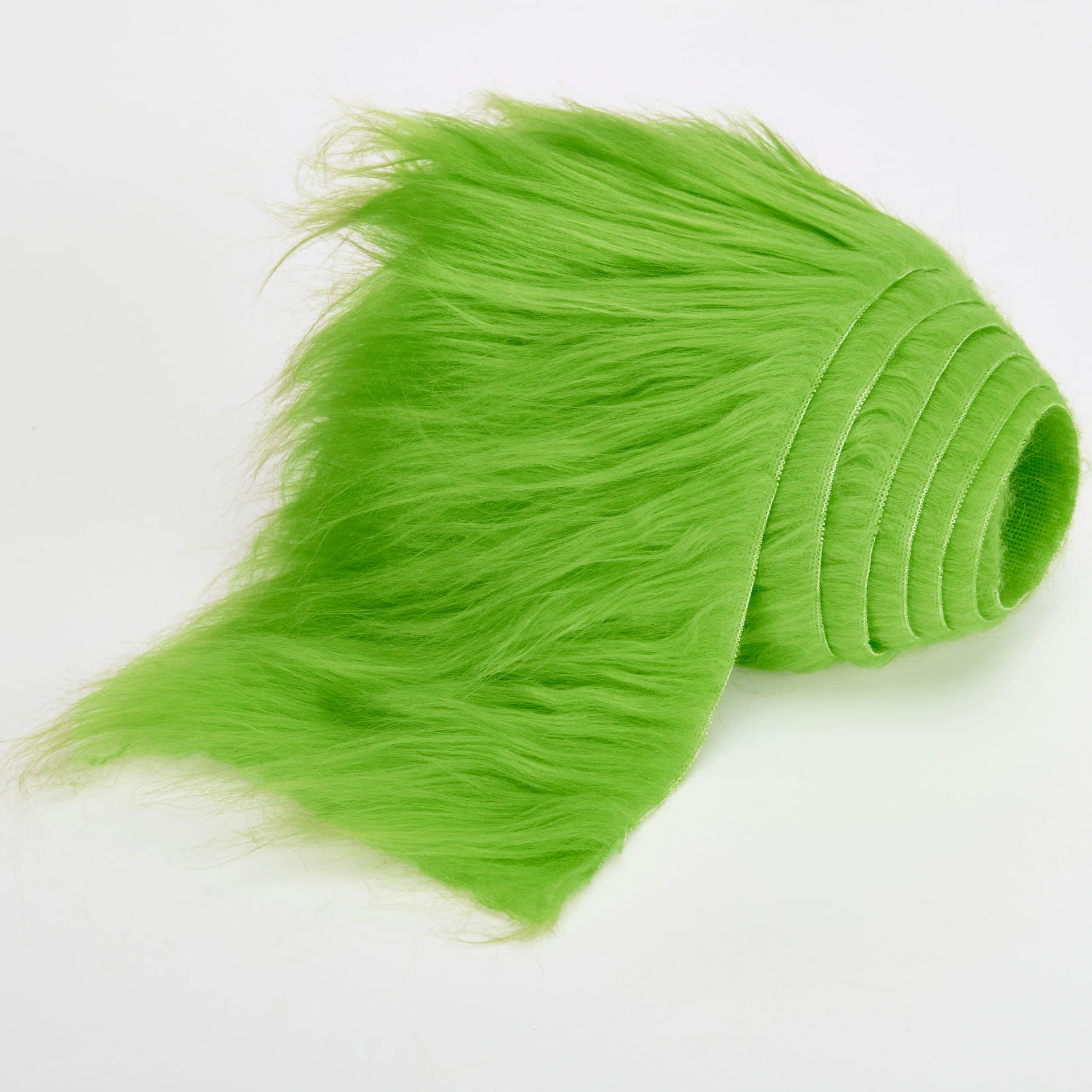 Shaggy Plush Faux Fur Fabric Precut Strips Fluffy Fuzzy Craft Fur for Gnomes Beard Hair Cosplay Costume Dwarf Decoration (Green, 8x60 inch)