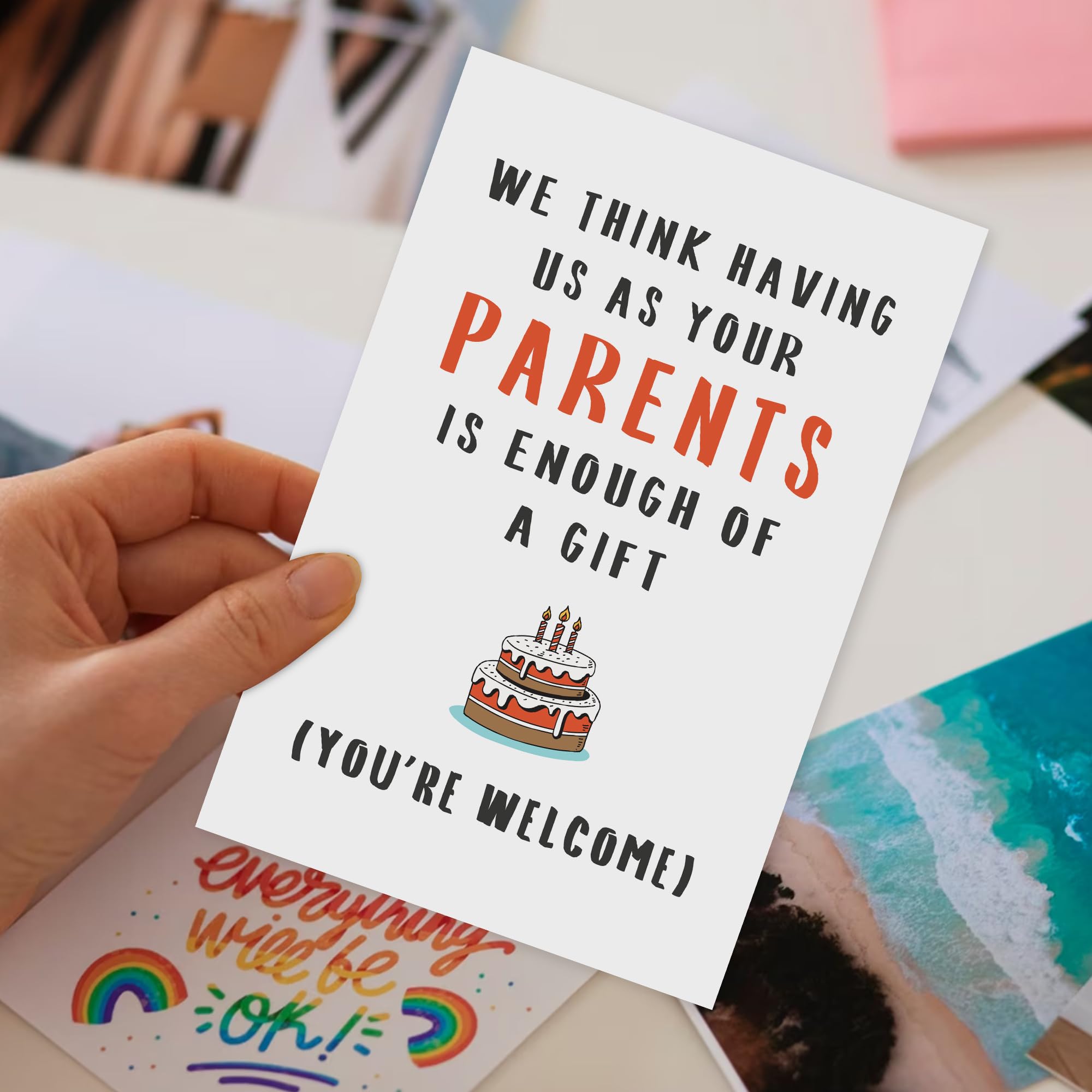 Zoytonky Funny Birthday Card for Kids, Humorous Birthday Card for Boys and Girls, We Think Having Us as Your Parents is Enough of a Gift