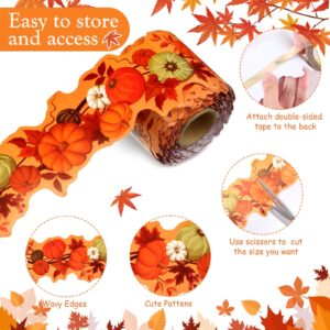 Cholemy 65.6 ft Bulletin Board Borders Fall Bulletin Border Decoration Halloween Bulletin Board Borders Fall Classroom Decoration for Halloween Thanksgiving Classroom (Pumpkin, Maple Leaf)