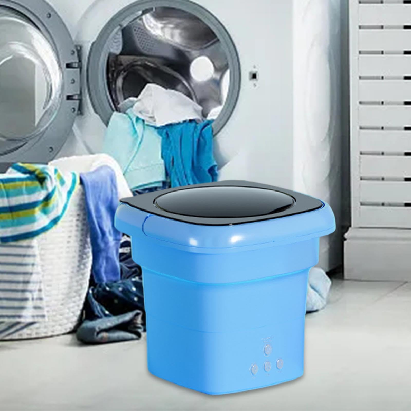 Portable Foldable Washing Machine, Compact Small Washer Lightweight 36W Mini Clothes Washer for Laundry Travel Apartment Sock Baby Clothes, blue