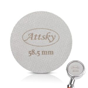 attsky 58.5mm espresso puck screen, espresso filter for 58mm portafilter filter basket, reusable espresso screen with 1.7mm thickness 150μm 316 stainless steel