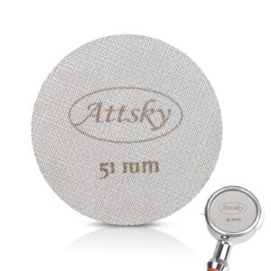attsky 51mm espresso puck screen, espresso filter for 51mm portafilter filter basket, reusable espresso screen with 1.7mm thickness 150μm 316 stainless steel