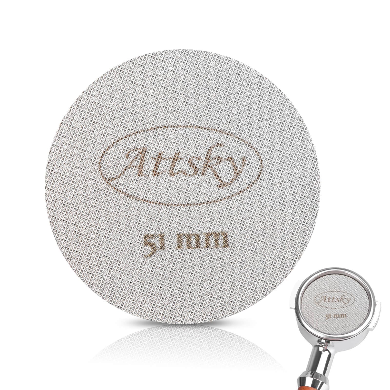 Attsky 51mm Espresso Puck Screen, Espresso Filter for 51mm Portafilter Filter Basket, Reusable Espresso Screen with 1.7mm Thickness 150μm 316 Stainless Steel