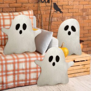 Soaoo 4 Pcs Halloween Throw Pillows Decorative Spooky Pillows for Sofa Bed Stuffed Halloween Pillow for Couch Party Outdoor Home Decorations Ghost Decor Cushion