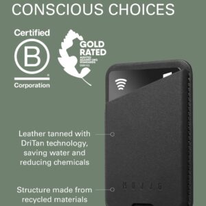 Mujjo Full Leather Magnetic Wallet for iPhone - Three-Card Easy-Access Design - Made from Luxurious Leather & Microfiber - Slim, Secure Design - Black