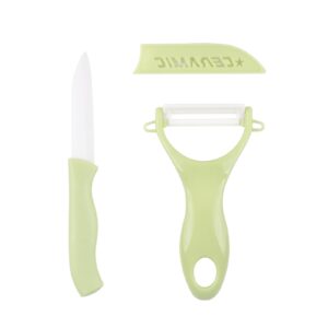 binyu Ceramic Vegetable Fruit Peeler and Paring Knives Set - Effortless Precision in Every Peel，Suitable for Processing Various Fruits and Vegetables in the Kitchen (Green)