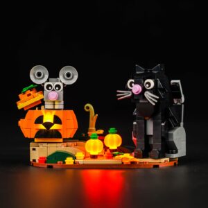 LocoLee LED Light Kit for Lego Halloween Cat and Mouse 40570, Upgraded Pumpkin Lighting Set Accessories Compatible with Lego 40570 Building Set (Lights Only, No Models)