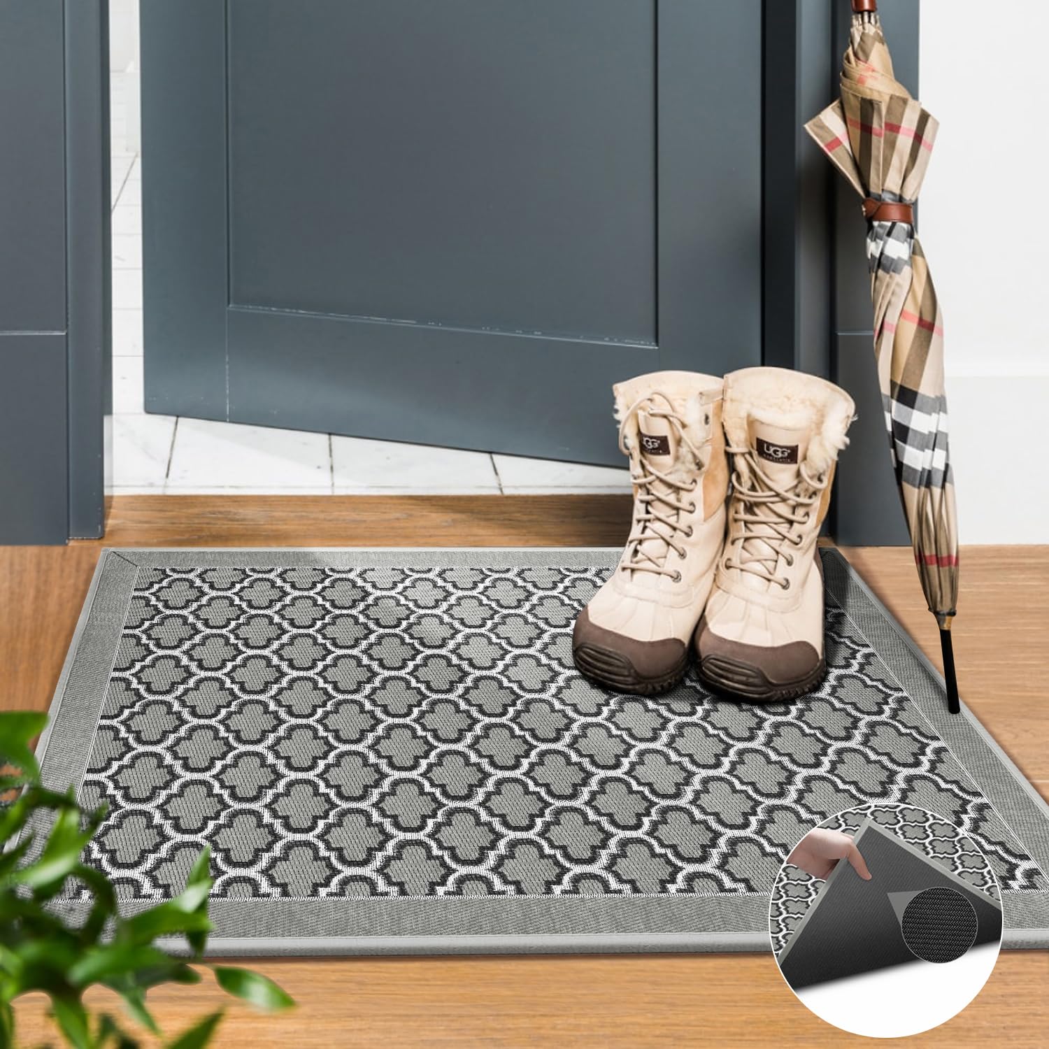 GOYLSER Lndoor Door Mat Rug Non Slip, Washable Entry Mat Indoor Entry Door Rug, Personalized Fall Door Mat Indoor Door Mat, Rug for Doorway, Patio Door Rug Outdoor Door Mat for Outside Entry, Grey