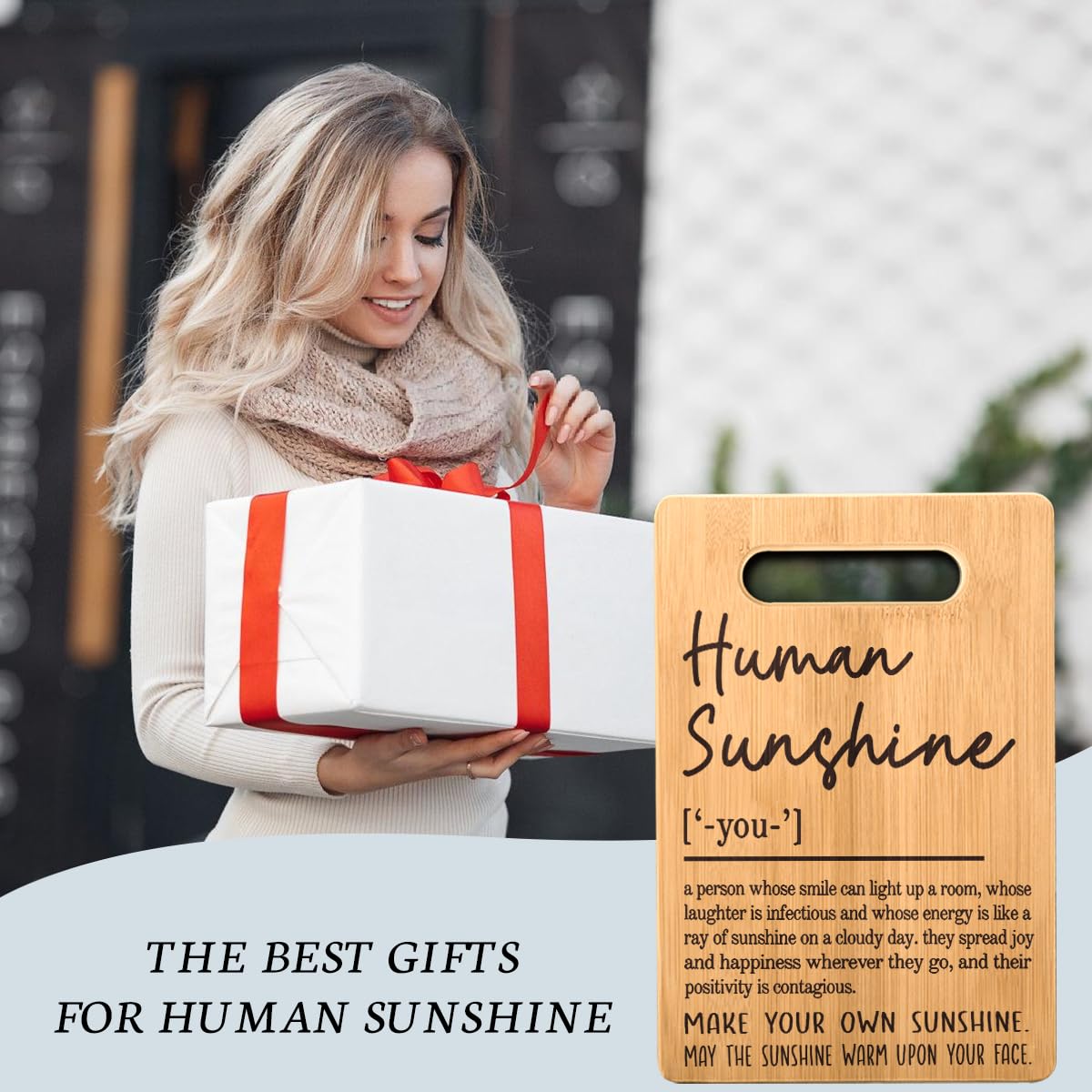 Human Sunshine Definition Gifts Thank You Birthday Gifts for Women Appreciation Inspirational Gifts for Friends Female Coworker Teacher Sister Mom Aunt BFF Grandma Nurse Cutting Serving Board