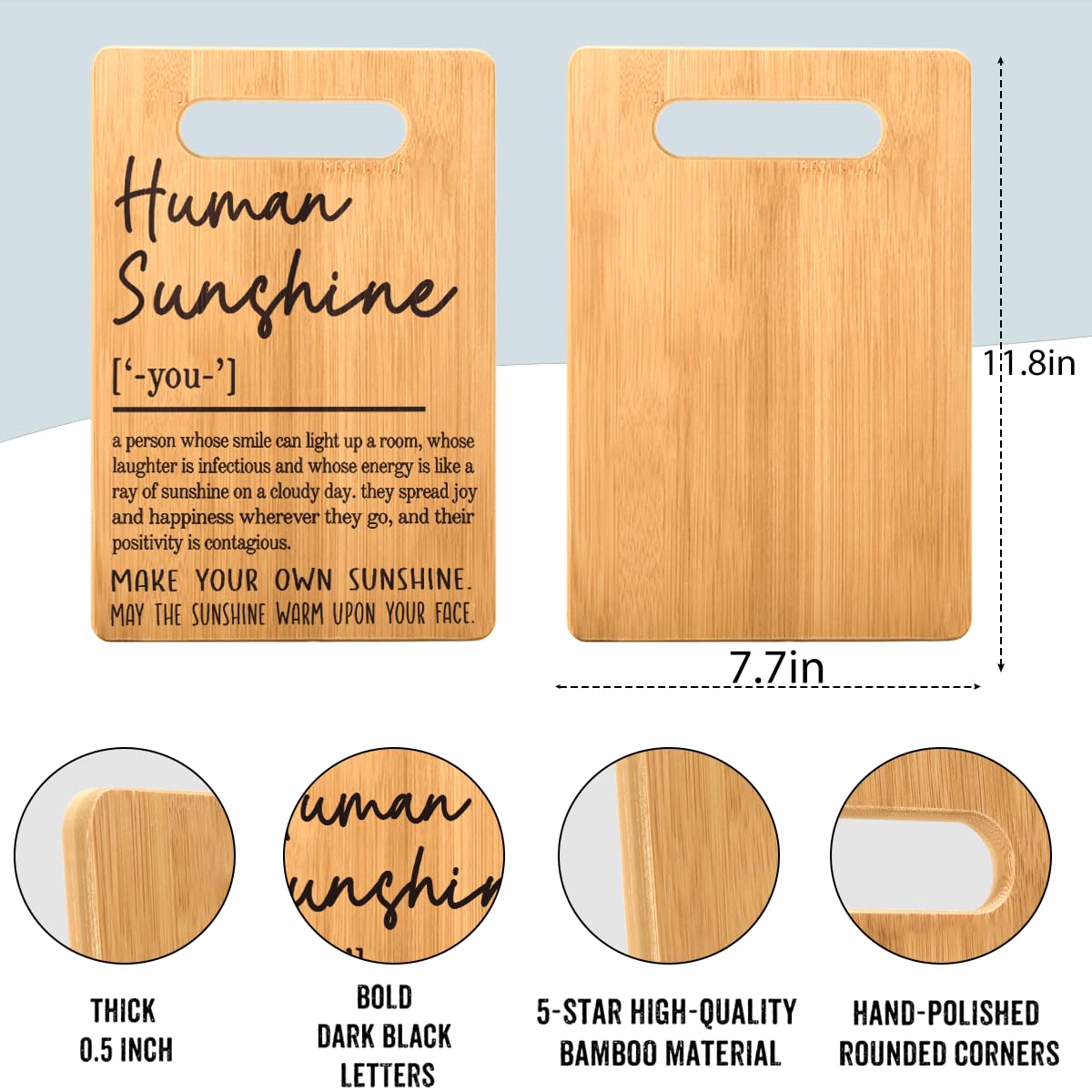 Human Sunshine Definition Gifts Thank You Birthday Gifts for Women Appreciation Inspirational Gifts for Friends Female Coworker Teacher Sister Mom Aunt BFF Grandma Nurse Cutting Serving Board