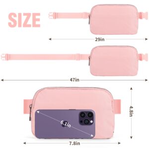 ZPN Mini Fanny Pack Pink Belt Bag for Women and Men, Fashionable Waterproof Waist Pack with Adjustable Strap for Traveling, Hiking, Jogging, Cycling