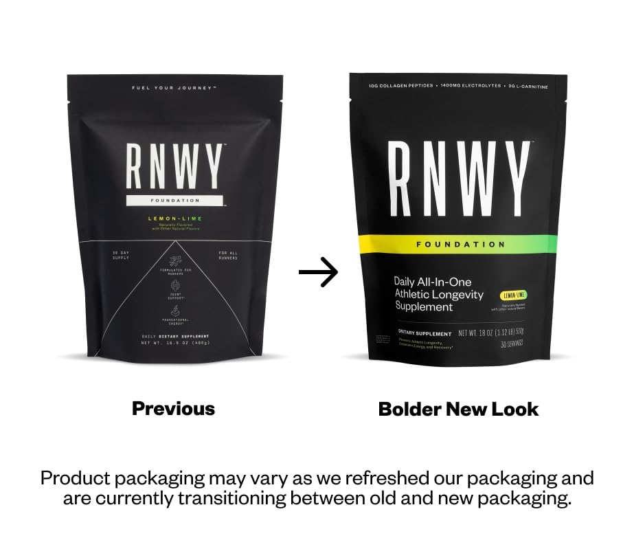 RNWY Foundation: Zero Sugar Collagen + Electrolyte Powder, Post Workout Engineered for Joint Support, Lemon-Lime (30 Servings)