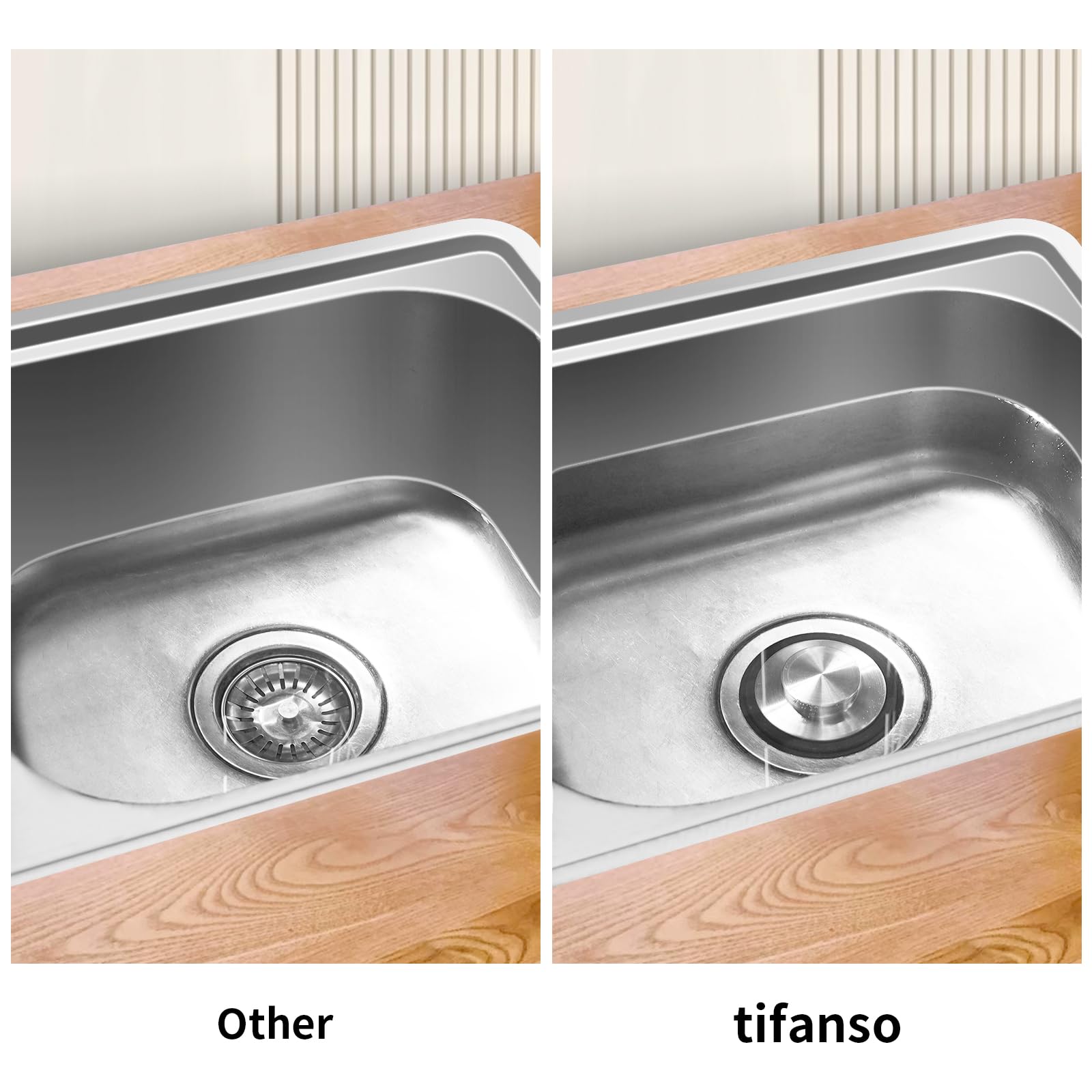 Tifanso Kitchen Sink Drain Stopper - 2PCS Garbage Disposal Stopper 3.34 Inch Sink Drain Plug, Stainless Steel Kitchen Sink Drain Cover Fits Standard Kitchen Drain Size of 3-1/2 Inch