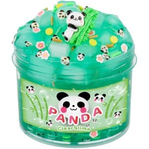 green clear slime with jelly cubes and cute slime add-ins, glimmer slime crunchy crystal slime boba slime, super soft sludge toy with cute charms kids party favors slime for girls and boys