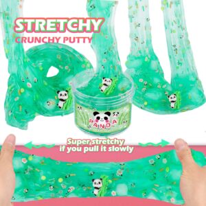 Green Clear Slime with Jelly Cubes and Cute Slime Add-ins, Glimmer Slime Crunchy Crystal Slime Boba Slime, Super Soft Sludge Toy with Cute Charms Kids Party Favors Slime for Girls and Boys