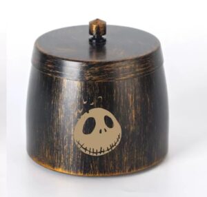 jack skellington ashtray for car mini trash can w/lid, halloween nightmare before christmas tiny garbage bin for office countertop,desk tabletop, car garbage cans automotive ashtrays