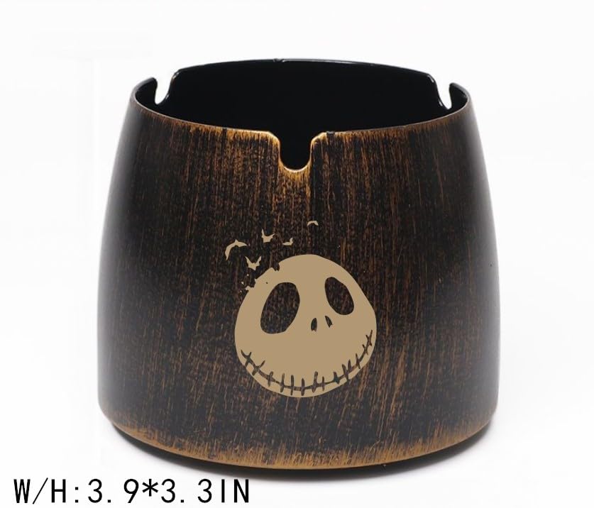 Jack Skellington Ashtray for Car Mini Trash Can w/Lid, Halloween Nightmare Before Christmas Tiny Garbage Bin for Office Countertop,Desk Tabletop, Car Garbage Cans Automotive Ashtrays