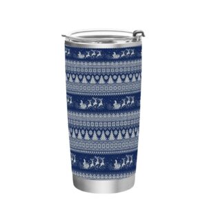 jihqo christmas bohemian pattern tumbler with lid and straw, insulated stainless steel tumbler cup, double walled travel coffee mug thermal vacuum cups for hot & cold drinks 20oz