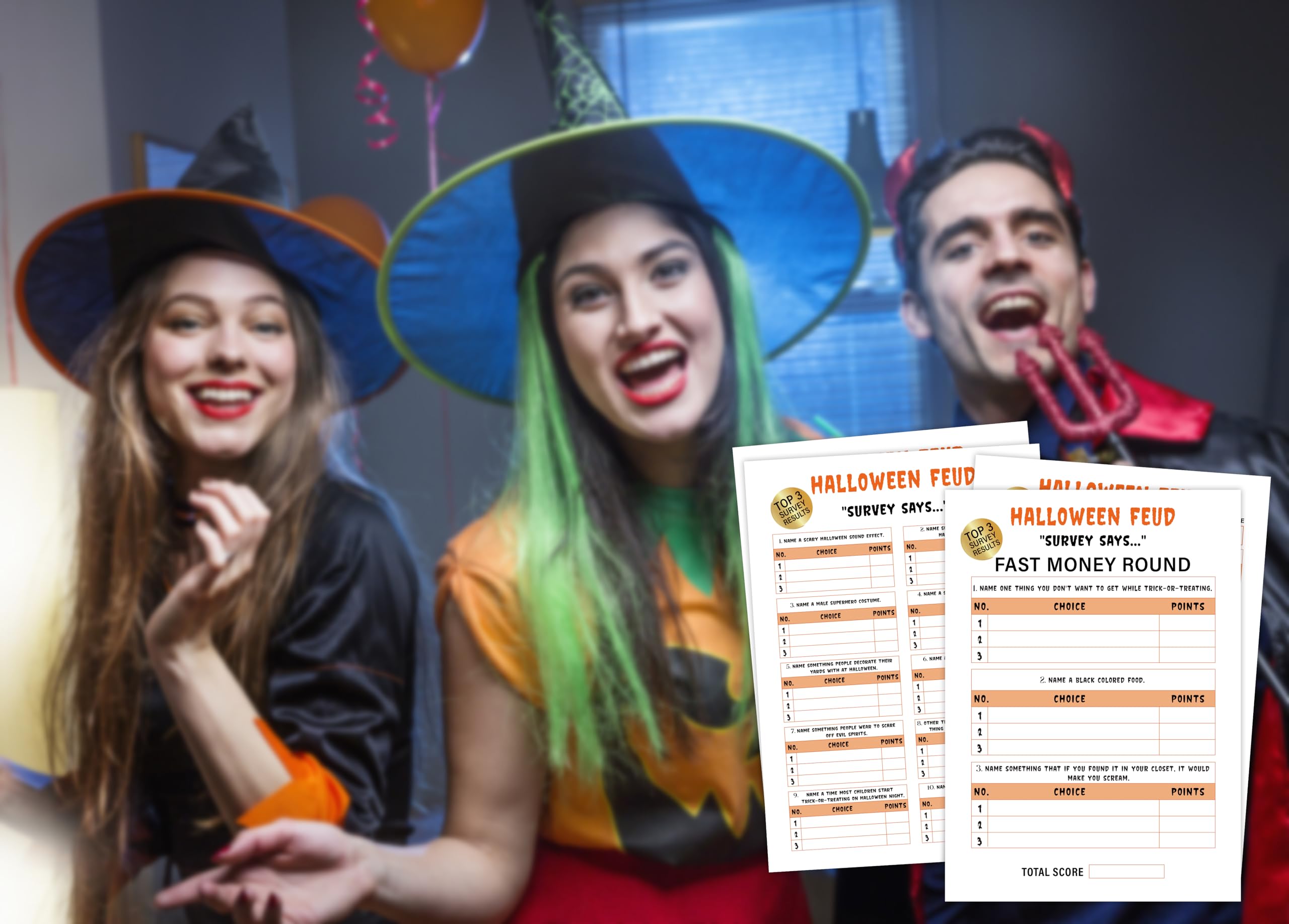 Halloween Friendly Feud Game - The Hilarious Party Game of Guessing Top Answers,Feud Game for Adults,Halloween Party Game,Classroom Game,Family Game Night,Team Ice Breaker Game-1