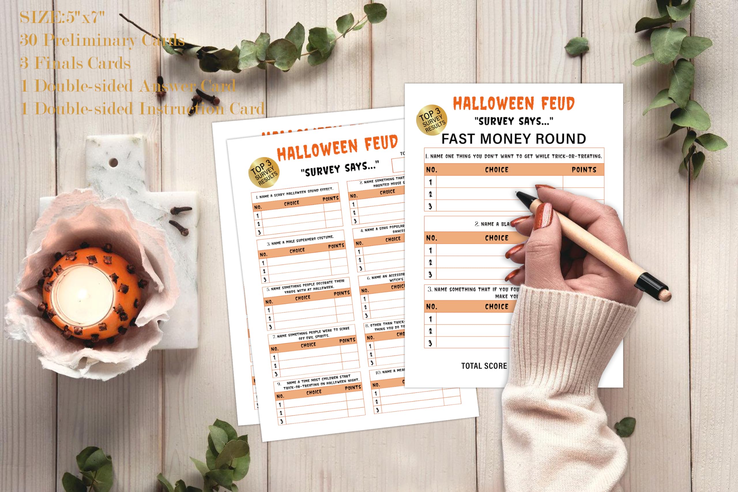 Halloween Friendly Feud Game - The Hilarious Party Game of Guessing Top Answers,Feud Game for Adults,Halloween Party Game,Classroom Game,Family Game Night,Team Ice Breaker Game-1