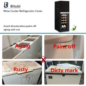 Bitubi Wine Cooler Refrigerator Cover,Outdoor Fridge Cover – Waterproof, Dustproof, Sun-Proof, 11" W x 19" D x 32" H. Suitable for most 12-14 Bottle Beer or Wine Mini Fridge (Black)