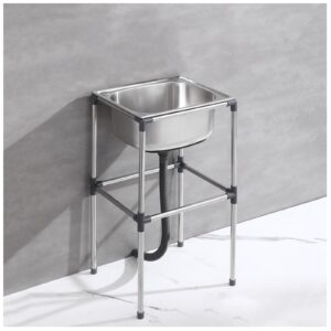 stainless steel kitchen sink, free-standing sink, commercial restaurant sink set, garage sink for laundry, backyard, industrial, garden grills (size : 37x31x60cm/14.5x12.2x23.6in)