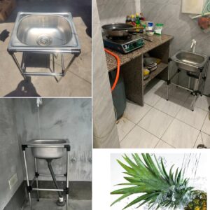 Stainless Steel Kitchen Sink, Free-Standing Sink, Commercial Restaurant Sink Set, Garage Sink for Laundry, Backyard, Industrial, Garden Grills (Size : 37x31x60cm/14.5x12.2x23.6in)