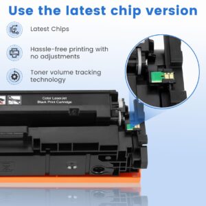 Potoge 414A (with Chip) Toner Cartridges 4 Pack Replaces with HP 414A 414X W2020A W2021A, Compatible with HP Color Laserjet Pro MFP M479fdn M479fdw M454dw M454, 414A Ink (Black Cyan Magenta Yellow)