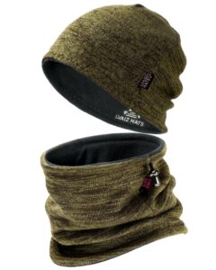 winter beanie hat scarf for men women knit thick fleece lined warm windproof ski skull cap neck warmer gaiter face scarf set