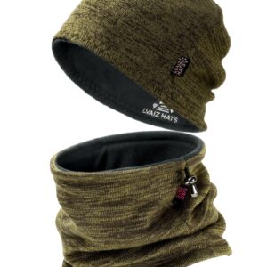 Winter Beanie Hat Scarf for Men Women Knit Thick Fleece Lined Warm Windproof Ski Skull Cap Neck Warmer Gaiter Face Scarf Set