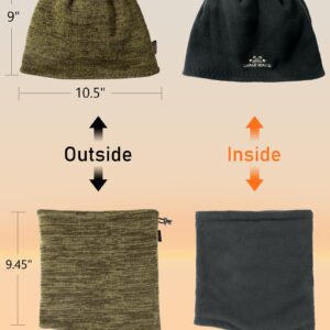 Winter Beanie Hat Scarf for Men Women Knit Thick Fleece Lined Warm Windproof Ski Skull Cap Neck Warmer Gaiter Face Scarf Set