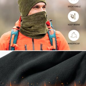 Winter Beanie Hat Scarf for Men Women Knit Thick Fleece Lined Warm Windproof Ski Skull Cap Neck Warmer Gaiter Face Scarf Set