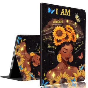 case for ipad 10th generation (2022 release) 10.9 inch，slim fit foldable standing cover case with auto sleep/wake for new apple ipad 10.9 inch，african american woman