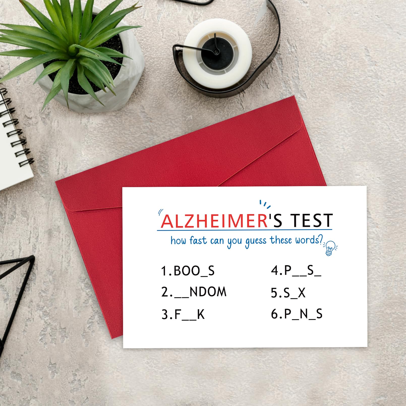 Leinessy Funny Alzheimer's Test Birthday Card, Rude Adult Greeting Card for Friend, Creative Just Because Card