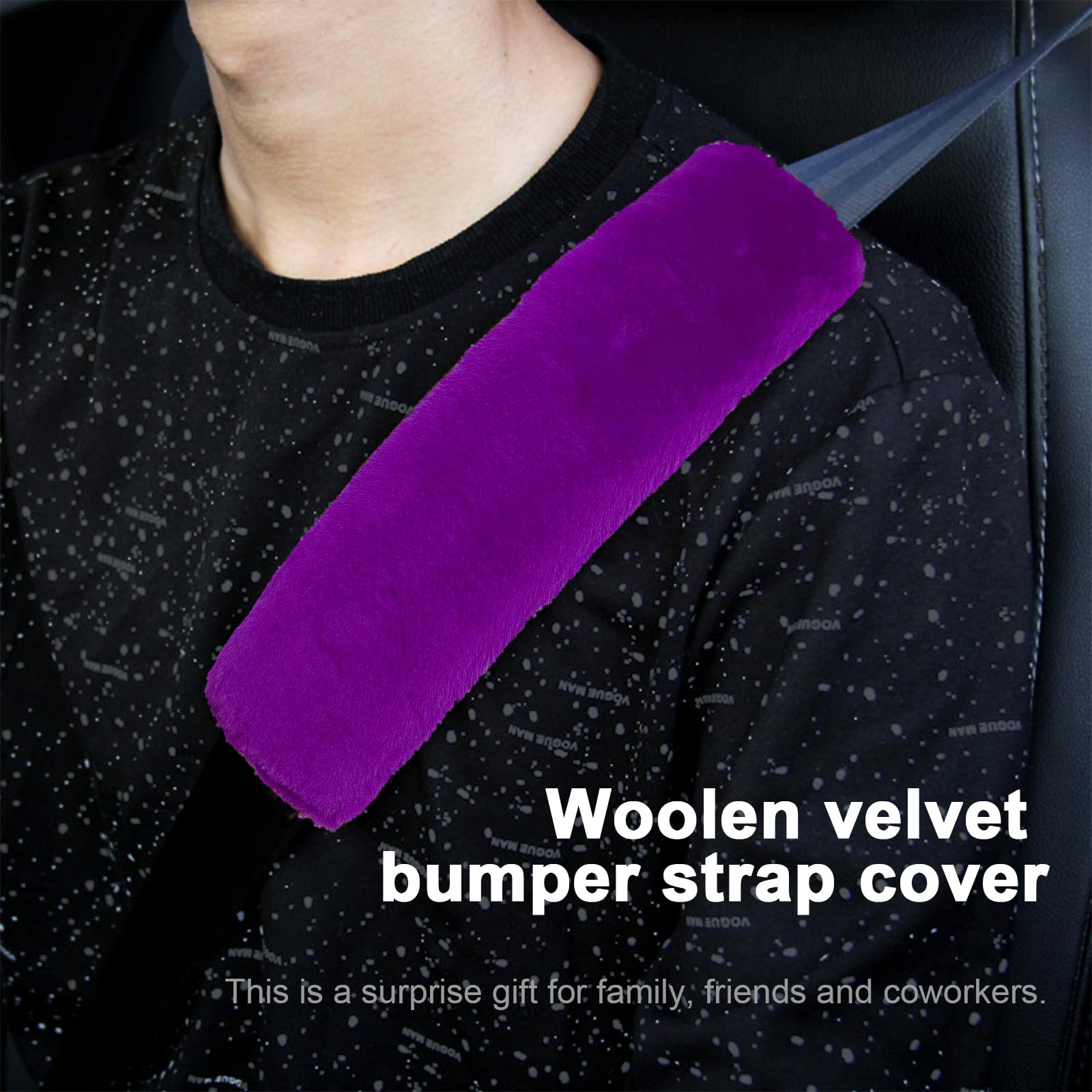 Ziciner 2 Packs Car Seatbelt Covers Shoulder Pad, Universal Soft Faux Sheepskin Shoulder Cover for Comfortable Driving, Fluffy Seat Belt Protector Help to Protect Your Neck and Shoulder (Purple)