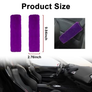 Ziciner 2 Packs Car Seatbelt Covers Shoulder Pad, Universal Soft Faux Sheepskin Shoulder Cover for Comfortable Driving, Fluffy Seat Belt Protector Help to Protect Your Neck and Shoulder (Purple)