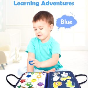 VARANO Montessori Busy Board Book Toy for 1 2 3 Year Old, Educational Sensory Toys for Toddlers 1-3, Car & Airplane Activities for Travel and Learning – Gifts for Boys and Girls (Jungle Animals)