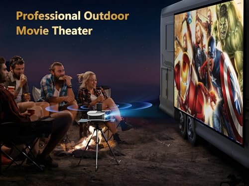 GooDee Smart 4K Projector with 5G WIFI and Bluetooth, Netflix/Amazn Prime Video Certified, Dolby Audio, 800ANSI Outdoor Projector, 400" Zoom Home Theater Projector Compatible with TV Stick,iOS,Android