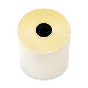 (5 Rolls) 3'' x 95' White/Canary 2 Ply Carbonless Kitchen Printer Paper Cash Register Receipt Rolls for SP2000, UP389, 480, 220, 250, 900, 07901, 07706