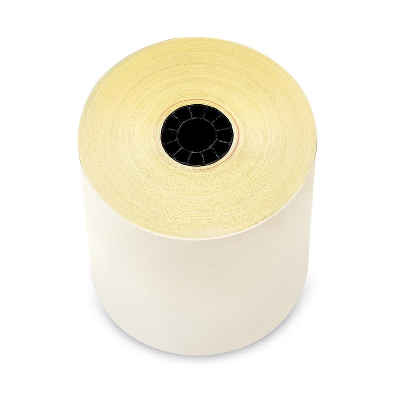 (5 Rolls) 3'' x 95' White/Canary 2 Ply Carbonless Kitchen Printer Paper Cash Register Receipt Rolls for SP2000, UP389, 480, 220, 250, 900, 07901, 07706